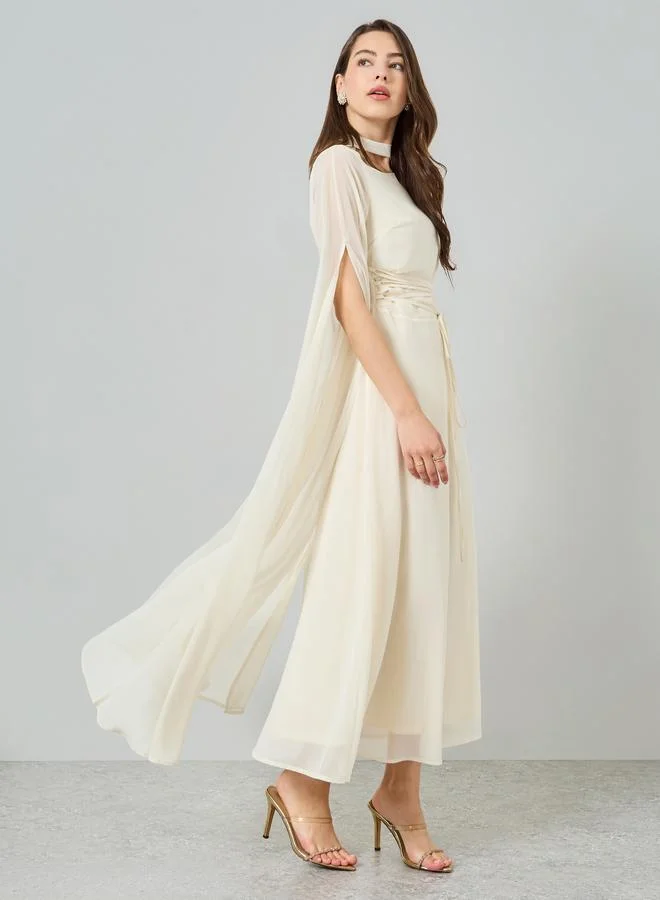 ستايلي فستان طويل مع أكمام بفتحات